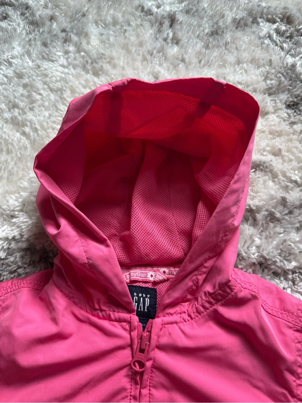 Baby GAP Y2K Lightweight Hooded Pink Windbreaker Rain Jacket — 2 years